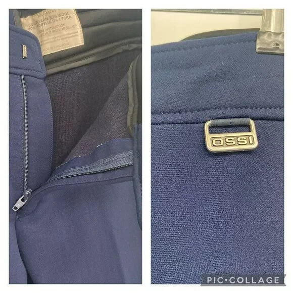 Ossi Ski Wear Mens Wool Blend Ski Pants Navy Blue Size 34R